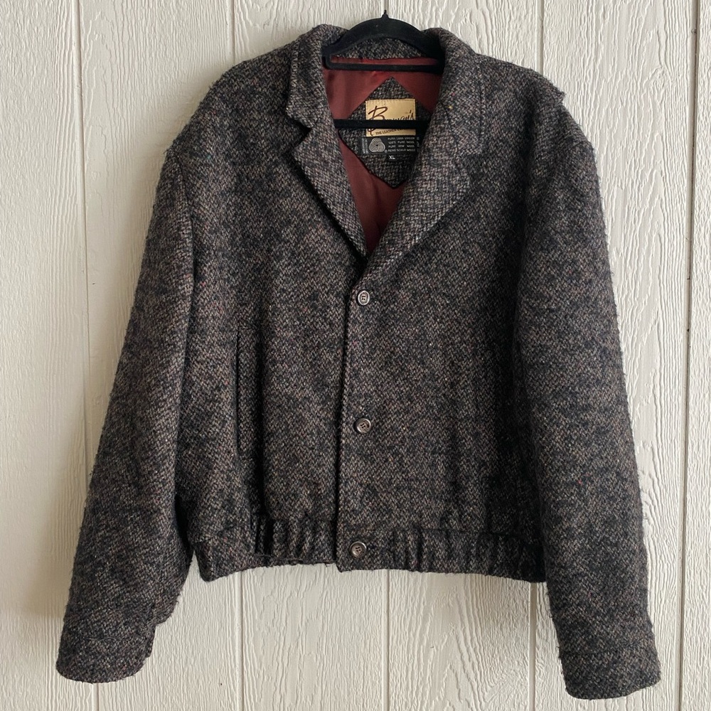 Vtg 1970s/80s Berman’s Leather Experts 100% Pure New Wool Bomber HEAVY Jacket XL